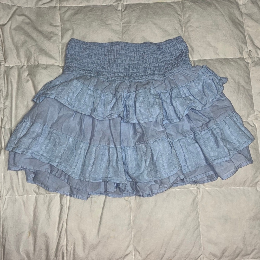 Art Class Light Blue Smocked Waist Tiered Ruffle Mini Skirt L 10/12